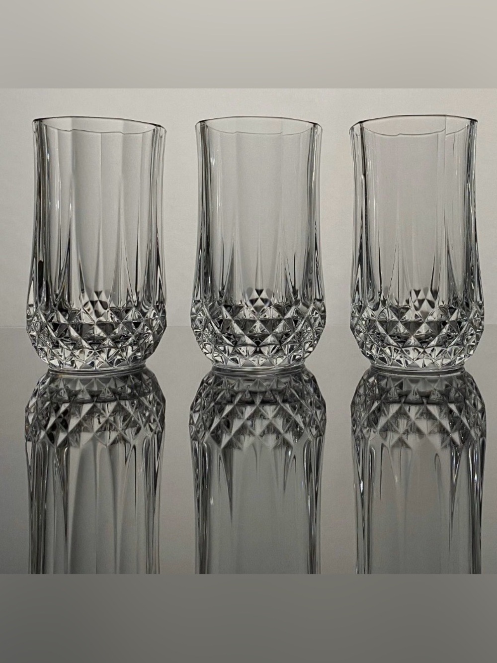 Cristal D'Arques Longchamp Iced Tea Tumblers 5.25" Set of 3 France MINT COND.